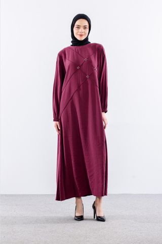 4021 Elbise 44-52 - Bordo