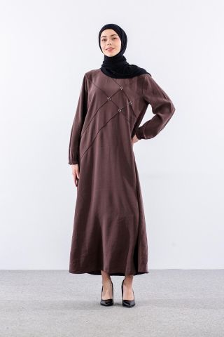 4021 Elbise 44-52 - Kahve