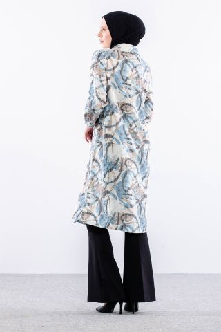 5007 Tunik 42-50 Desenli Ara Boy - Yeşil