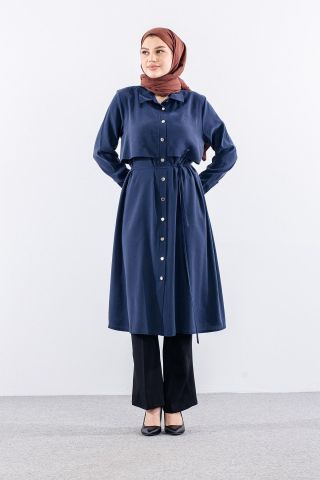 5040 Tunik 44-52 Aller Detay - Lacivert
