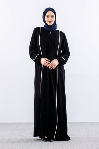 6011 Ferace 44-54 Biye Detay - Siyah Krem