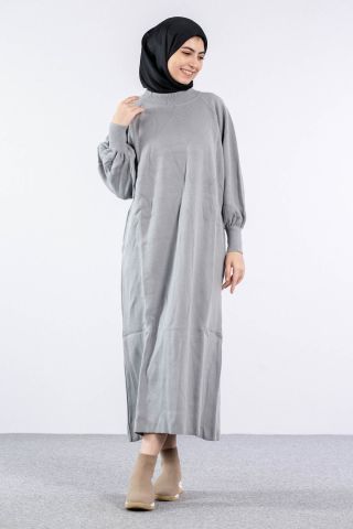 6045 Triko Elbise Tek Bln - A Gri