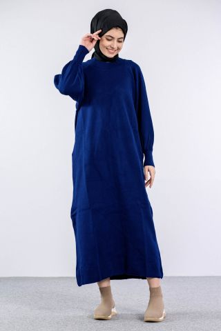 6045 Triko Elbise Tek Bln - Lacivert