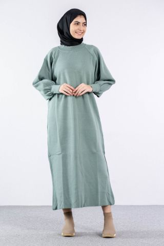 6045 Triko Elbise Tek Bln - Mint