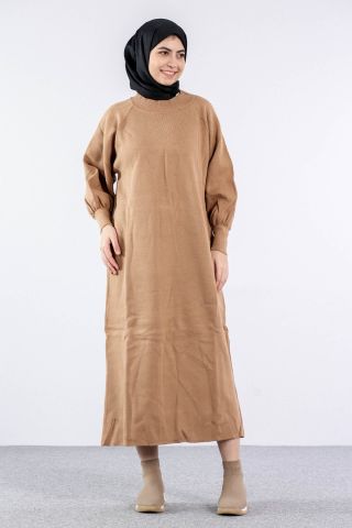 6045 Triko Elbise Tek Bln - S Kahve