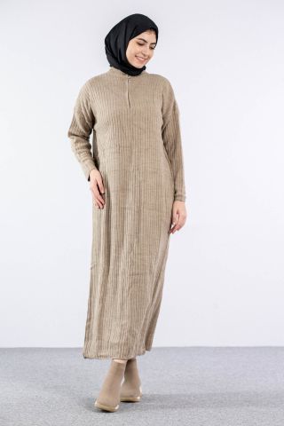 7051 Elbise Tek Ferm - Bej