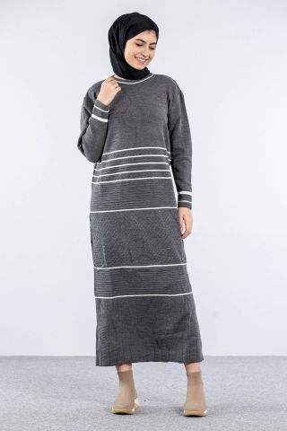 7070 Triko Elbise Tek - Antrasit
