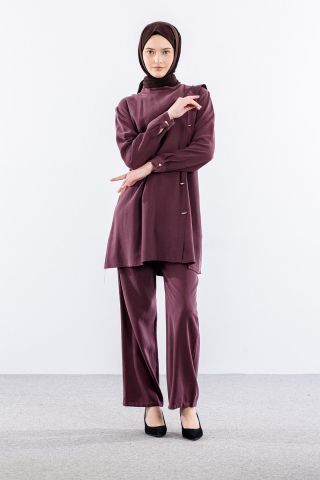 7722 Takım 40-48 Düğmeli - Bordo