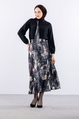 7724 E. Takım 38-44 Saten Desen - Siyah