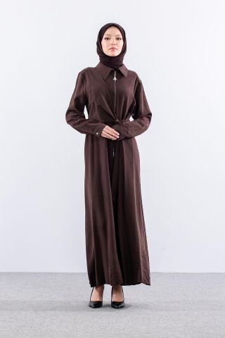7744 Ferace 42-50 Tencel Kumaş Ferm - Kahve