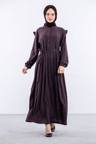 8487 Elbise 44-52 - Bordo