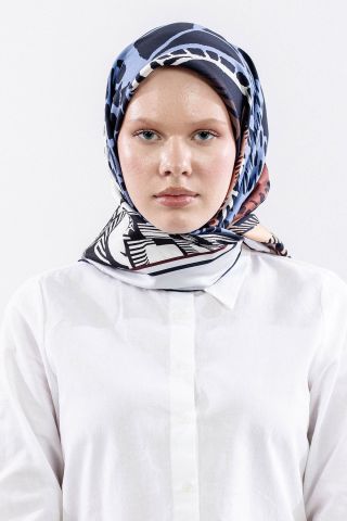 Dg11110 İpek Eşarp 90*90 Twill - Mavi