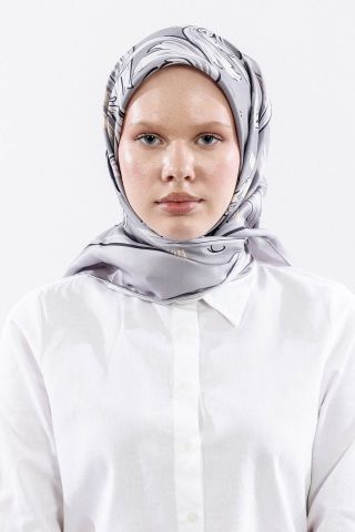 Dg11112 İpek Eşarp 90*90 Twill - Gümüş