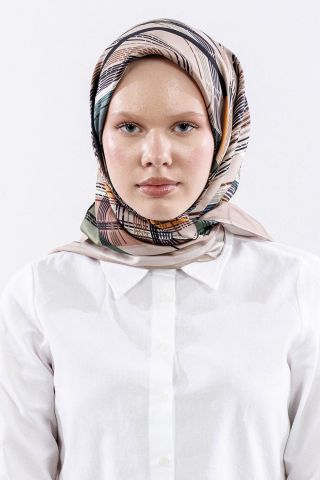 Dg11114 İpek Eşarp 90*90 Twill Çizgi - Yeşil