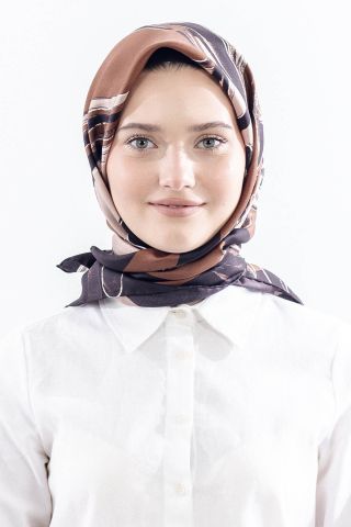Dg11116 İpek Eşarp Twill Kumaş Zebra - Çikolata