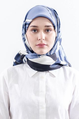 Dg11116 İpek Eşarp Twill Kumaş Zebra - Lacivert