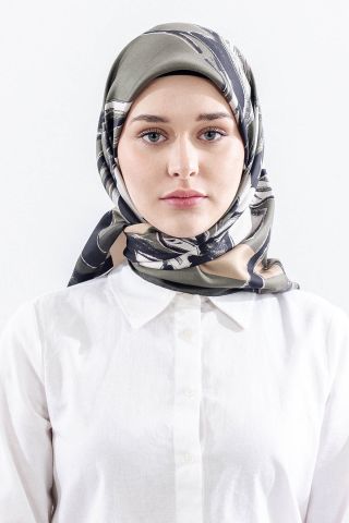 Dg11116 İpek Eşarp Twill Kumaş Zebra - Yeşil