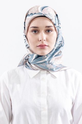 Dg12512 İpek Eşarp Twill Kumaş Şal Desen - Vizon