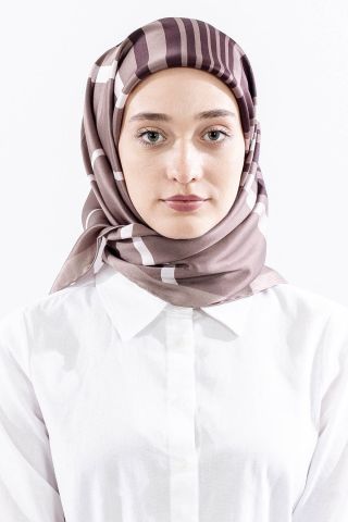 Dg13139 İpek Eşarp Çizgi Twill Kumaş - Kum