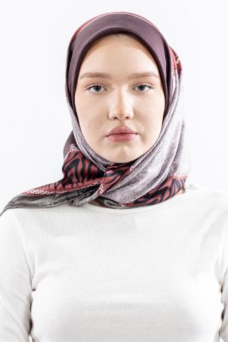 Dg14824 Eşarp Polyester Kumaş Zincir Desen - Kiremit