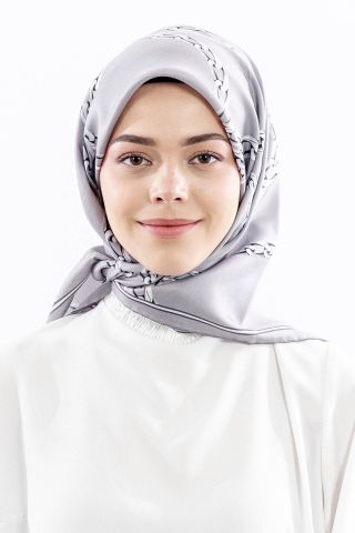 Dg18336 İpek Eşarp Tasarım Twill Kumaş - Kahve