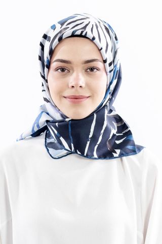 Dg18336 İpek Eşarp Tasarım Twill Kumaş - Lacivert