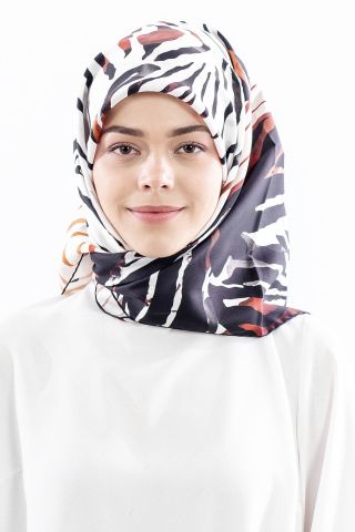 Dg18336 İpek Eşarp Tasarım Twill Kumaş - Siyah