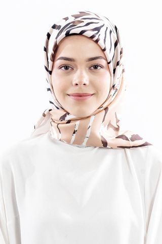 Dg18336 İpek Eşarp Tasarım Twill Kumaş - Taş