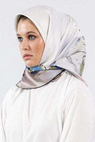 Dg7549 İpek Eşarp Twill - Yeşil Saks