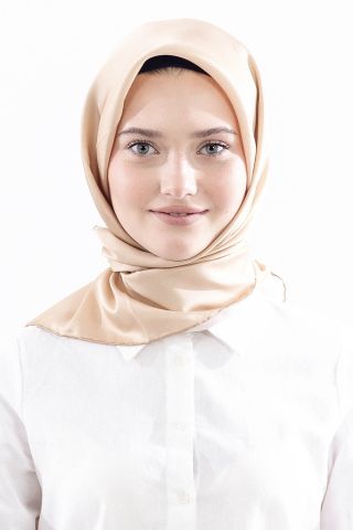 Sade İpek Eşarp 90*90 Sura Kumaş - Bej