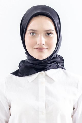 Sade İpek Eşarp 90*90 Sura Kumaş - Siyah