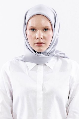Twill İpek Eşarp 90*90 Twill Kumaş - Gümüş