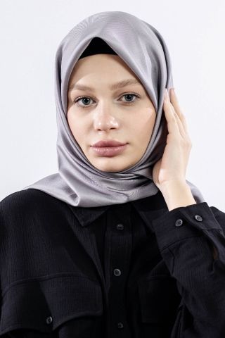 Twill İpek Eşarp Sade - Gümüş Gri