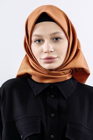 Twill İpek Eşarp Sade - Kiremit